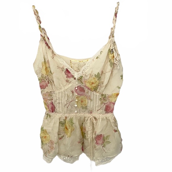 new For Love + Liberty by Johnny Was ๐ Romantic Floral Print Silk Cami ๐ Ivory - Picture 16 of 17
